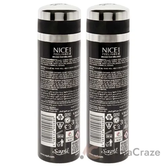 Picture of Nice Feelings Black by Sapil for Men - 6.76 oz Deodorant Spray - Pack of 2
