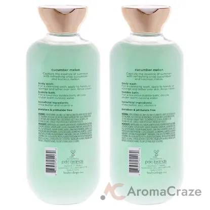 Picture of 2 in 1 Body Wash and Bubble Bath - Cucumber Melon by Bodycology for Women - 16 oz Body Wash - Pack of 2