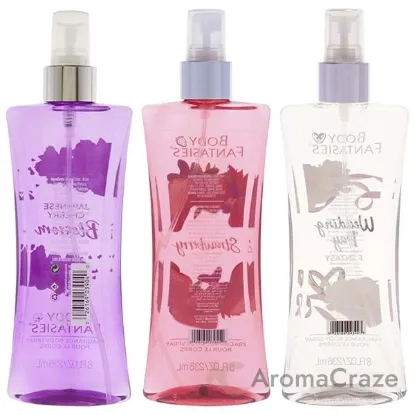 Picture of Body Fantasies Kit by Body Fantasies for Women - 3 Pc Kit 8oz Body Spray - Signature Japanese Cherry Blossom, 8oz Body Spray - Strawberry Fantasy, 8oz Body Spray - Signature Wedding Day Fragrance
