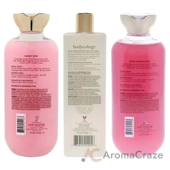 Picture of Bodycology Kit by Bodycology for Women - 3 Pc Kit 16oz 2 in 1 Body Wash and Bubble Bath - Cherry Blossom, 16oz 2 in 1 Body Wash and Bubble Bath - Pink Vanilla Wish, 16oz 2 in 1 Body Wash and Bubble Bath - Sweet Love