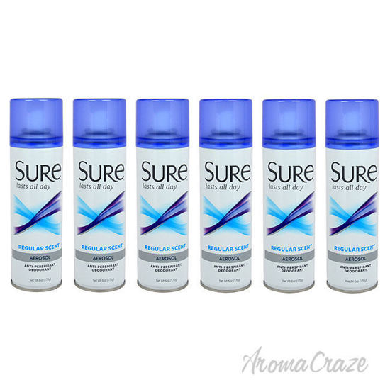 Picture of Aerosol Regular Scent Anti-Perspirant and Deodorant by Sure for Unisex - 6 oz Deodorant Spray - Pack of 6