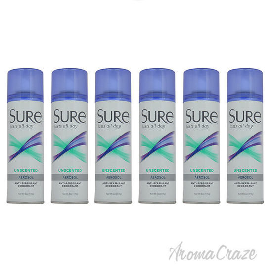 Picture of Aerosol Unscented Anti-Perspirant and Deodorant by Sure for Unisex - 6 oz Deodorant Spray - Pack of 6