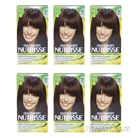 Picture of Nutrisse Nourishing Color Creme - 40 Dark Brown by Garnier for Unisex - 1 Application Hair Color - Pack of 6