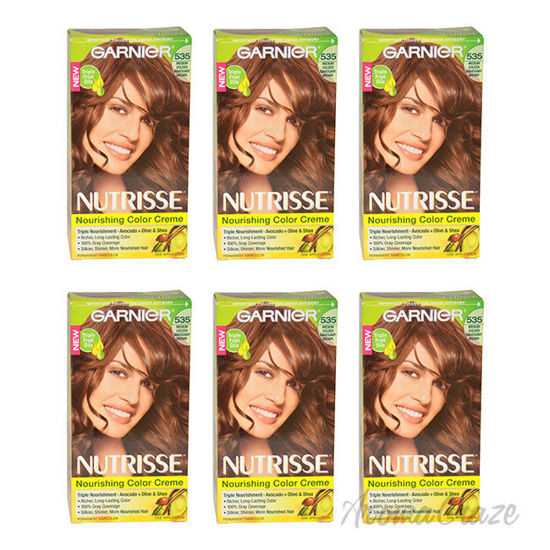Picture of Nutrisse Nourishing Color Creme - 535 Medium Golden Mahogany Brown by Garnier for Unisex - 1 Application Hair Color - Pack of 6
