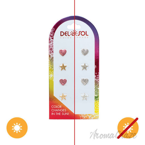 Picture of Color Changing Earrings Hearts and Stars by Delsol for Women 4 Pairs Earrings