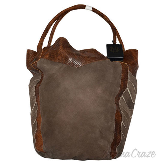 Picture of Phoenix Tote Bag Suede Snake Tote Chocolate Brown by House of Harlow 1960 for Women 1 Pc Bag