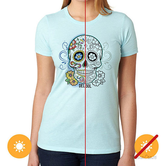 Picture of Day of the Dead T Shirt Ice Blue by Delsol by Unisex 1 Pc T Shirt (Medium)