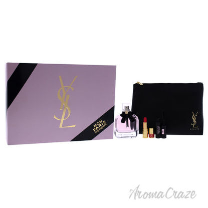 Picture of Mon Paris by Yves Saint Laurent for Women 4 Pc Gift Set 3oz EDP Spray, 0.06oz Mascara, 0.05oz Lipstick, Pouch