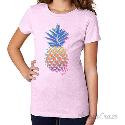 Picture of Girls Crew Tee Pineapple Love Lilac by DelSol for Women 1 Pc T Shirt (YXS)
