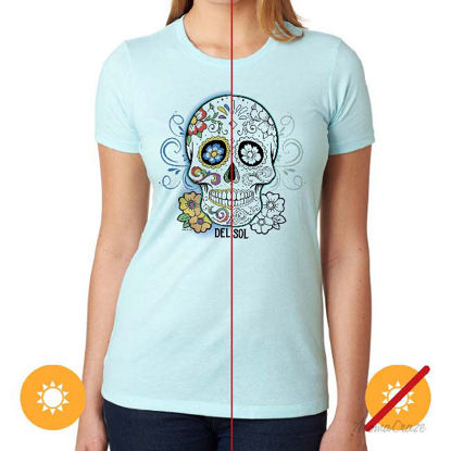 Picture of Girls Crew Tee Day of the Dead Ice Blue by DelSol for Women 1 Pc T Shirt (XL)