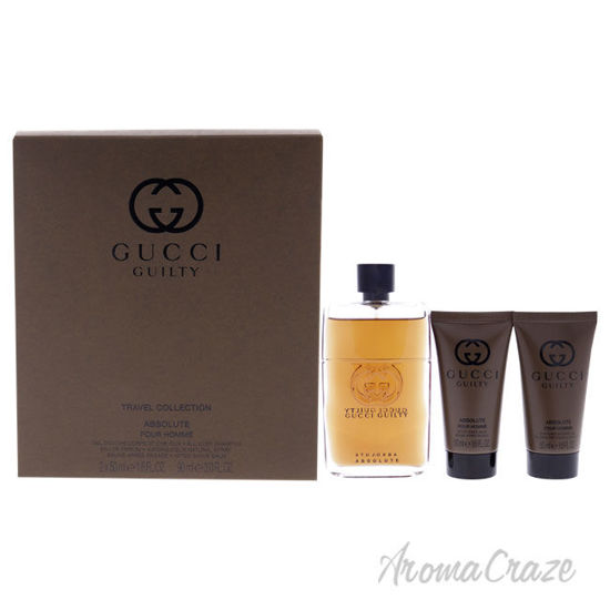 Picture of Gucci Guilty Absolute by Gucci for Men 3 Pc Gift Set 3.0oz EDP Spray, 1.6oz After Shave Balm, 1.6oz All Over Shampoo