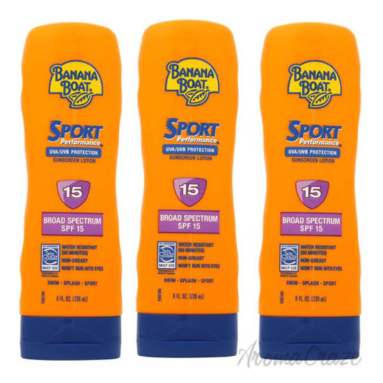 Picture of Sport Performance SPF 15 Sunscreens Lotion by Banana Boat for Unisex 8 oz Sunscreen Lotion Pack of 3