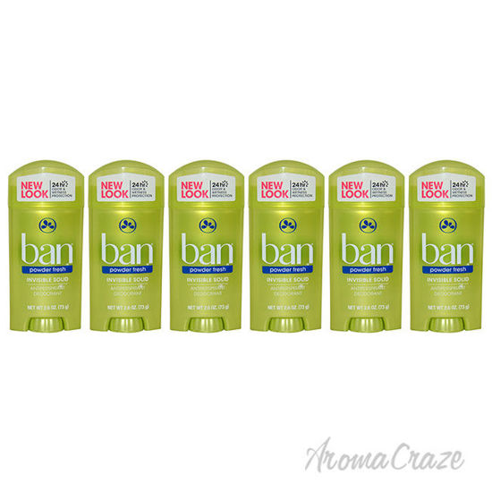 Picture of Powder Fresh Invisible Solid Antiperspirant Deodorant by Ban for Unisex 2.6 oz Deodorant Roll On Pack of 6