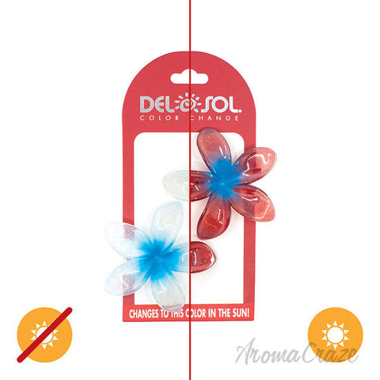 Picture of Color-Changing Hair Clips Color Splash Plumeria Blue to Red by DelSol for Women 1 Pair Hair Clips