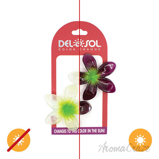 Picture of Color-Changing Hair Clips Color Splash Plumeria Green to Fuchsia by DelSol for Women 1 Pair Hair Clips