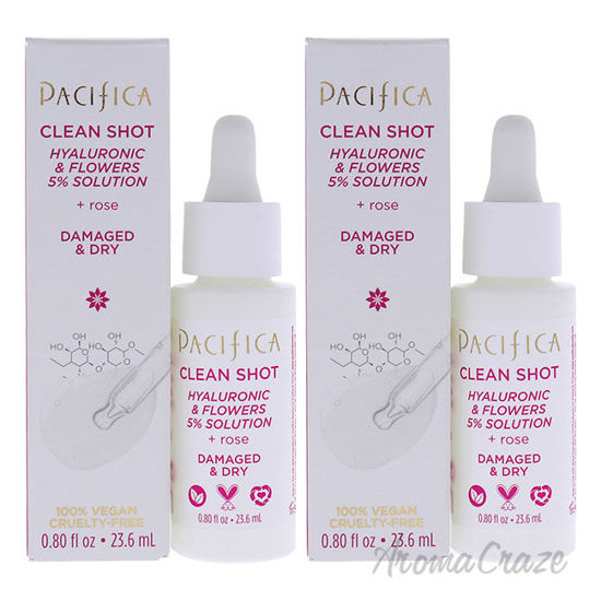 Picture of Clean Shot Hyaluronic and Flowers 5 Percent Solution by Pacifica for Unisex 0.8 oz Serum Pack of 2
