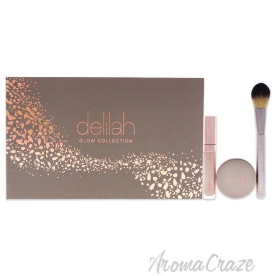 Picture of Glow Collection Pure Light Collection by Delilah for Women - 3 oz 0.22 oz Pure Light Liquid Radiance, 0.12 oz Pure Light Compact Illuminating Powder, Brush