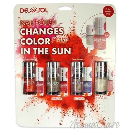 Picture of Color Changing Nail Polish Set by DelSol for Women 4 x 0.34oz Nail Polish Futures So Bright, VIP,Chasing Rainbows, Reckless