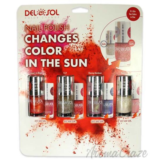 Picture of Color Changing Nail Polish Set by DelSol for Women 4 x 0.34oz Nail Polish Futures So Bright, VIP,Chasing Rainbows, Reckless