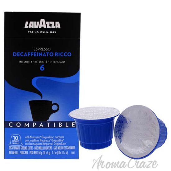 Picture of Espresso Decaffeinato Ricco Ground Coffee Pods by Lavazza for Unisex - 10 x 0.17 oz Coffee
