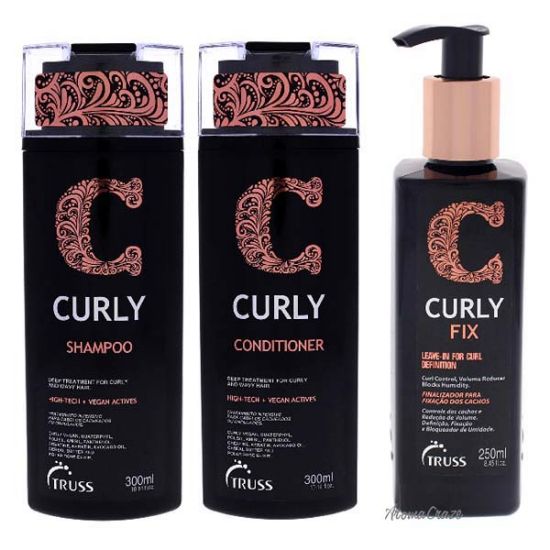 Curly Shampoo and Conditioner and Fix Cream Kit by Truss for Unisex - 3 Pc Kit