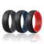 Picture of Silicone Wedding Ring - Duo Collection Dome Style Set by ROQ for Men - 3 x 12 mm Grey-Black, Blue-Black, Red-Black