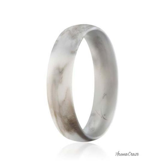 Picture of Silicone Wedding Ring - Dome Style Thin Comfort Fit - Marble by ROQ for Women - 4 mm Ring