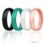 Picture of Silicone Wedding Ring - Dome Style Thin Comfort Fit Set by ROQ for Women - 6 mm Turquoise, Black with Glitter Turquoise, White, Rose Gold