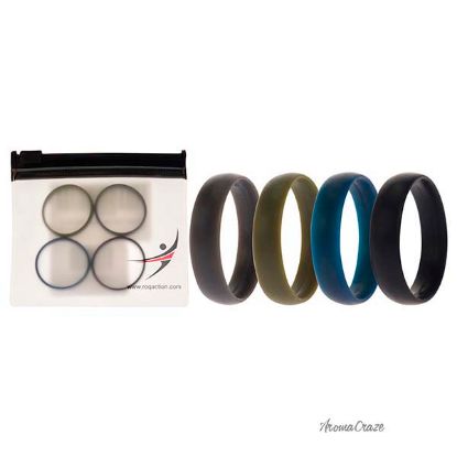 Picture of Silicone Wedding 6mm Smooth Ring Solid Set by ROQ for Men - 4 x 13 mm Ring