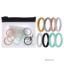 Picture of Silicone Wedding Stackble Point Ring Set - Turquoise-Black by ROQ for Women - 8 x 6 mm Ring