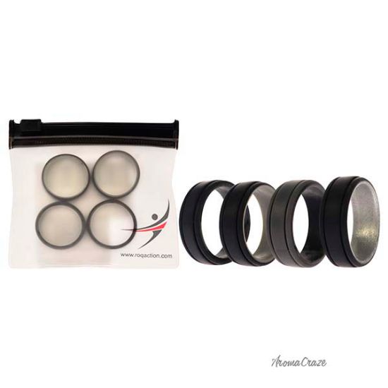 Picture of Silicone Wedding 2Layer Lines Ring Set - Silver-Camo by ROQ for Men - 4 x 11 mm Ring
