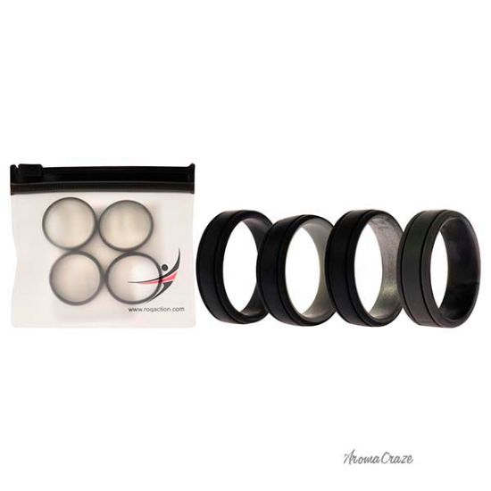Picture of Silicone Wedding 2Layer Lines Ring Set - Silver-Camo by ROQ for Men - 4 x 12 mm Ring