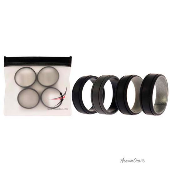 Picture of Silicone Wedding 2Layer Lines Ring Set - Silver-Camo by ROQ for Men - 4 x 16 mm Ring
