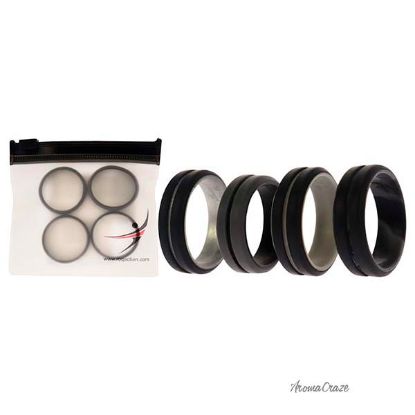 Picture of Silicone Wedding 2Layer Middle Line Ring Set - Black-Camo by ROQ for Men - 4 x 14 mm Ring