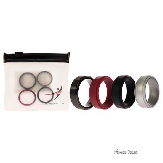 Picture of Silicone Wedding Twin Step Ring Set - Bordeaux by ROQ for Men - 4 x 7 mm Ring