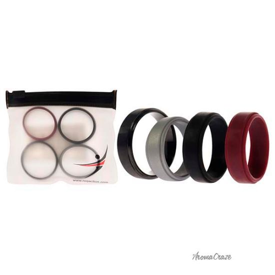 Picture of Silicone Wedding Twin Step Ring Set - Bordeaux by ROQ for Men - 4 x 16 mm Ring