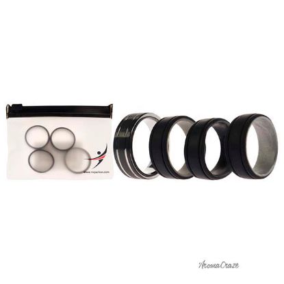 Picture of Silicone Wedding Twin 2Layer Ring Set - Black by ROQ for Men - 4 x 11 mm Ring