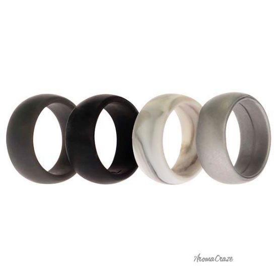 Picture of Silicone Wedding Ring Set - Marble by ROQ for Men - 4 x 7 mm Ring