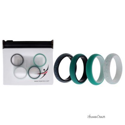 Picture of Silicone Wedding 2Layer Ring Set - Turquoise by ROQ for Women - 4 x 8 mm Ring