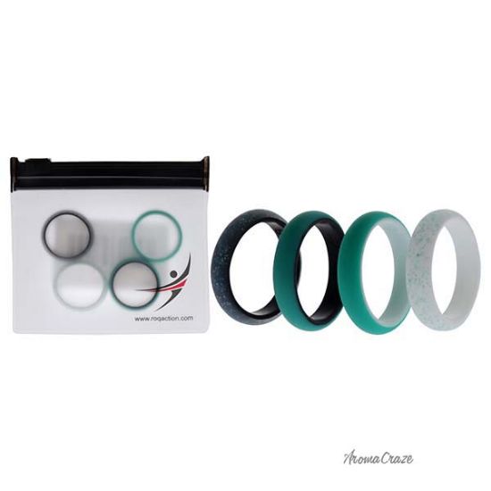 Picture of Silicone Wedding 2Layer Ring Set - Turquoise by ROQ for Women - 4 x 8 mm Ring