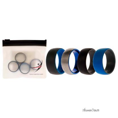 Picture of Silicone Wedding Twin Dome 8mm Ring Set - Grey by ROQ for Men - 4 x 8 mm Ring