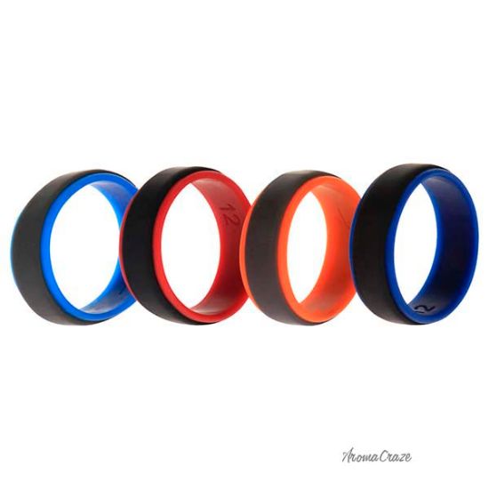 Picture of Silicone Wedding 2Layer Step Ring Set - Grey Black by ROQ for Men - 4 x 12 mm Ring