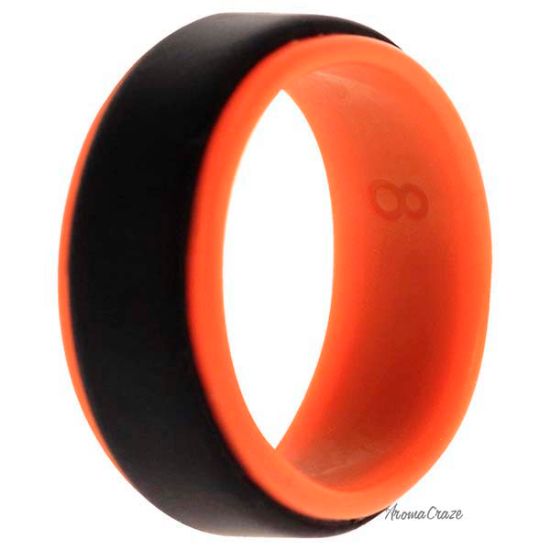 Picture of Silicone Wedding Step Ring - Orange-Black by ROQ for Men - 8 mm Ring