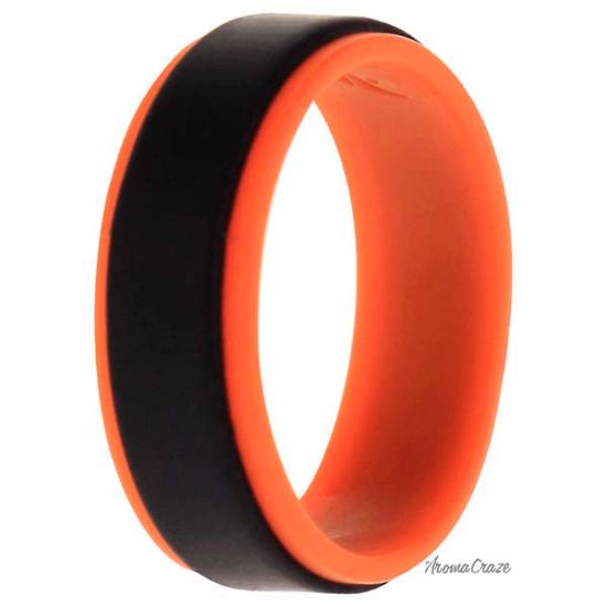 Picture of Silicone Wedding Step Ring - Orange-Black by ROQ for Men - 10 mm Ring