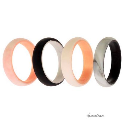 Picture of Silicone Wedding 2Layer Ring Set - Rose-Marble by ROQ for Women - 4 x 10 mm Ring