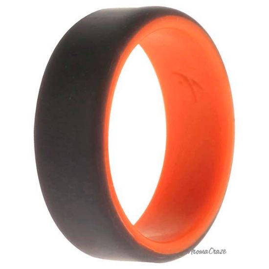 Picture of Silicone Wedding 2Layer Beveled 8mm Ring - Orange-Grey by ROQ for Men - 10 mm Ring