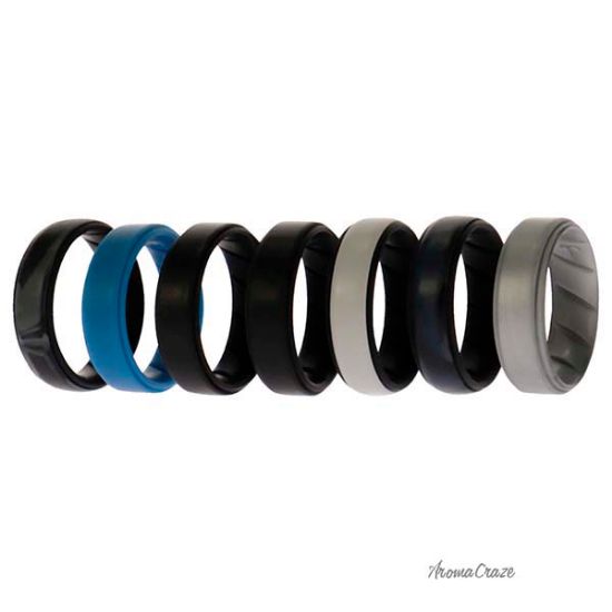 Picture of Silicone Wedding BR Step Ring Set - Metal by ROQ for Men - 7 x 14 mm Ring