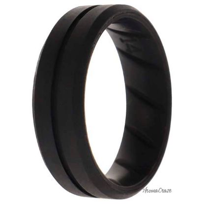 Picture of Silicone Wedding BR Middle Line Ring - Basic-Black by ROQ for Men - 14 mm Ring