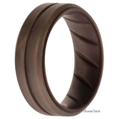 Picture of Silicone Wedding BR Middle Line Ring - Basic-Silver by ROQ for Men - 10 mm Ring