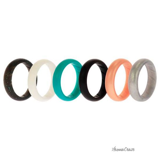 Picture of Silicone Wedding BR Solid Ring Set - Basic-Metal by ROQ for Women - 6 x 8 mm Ring